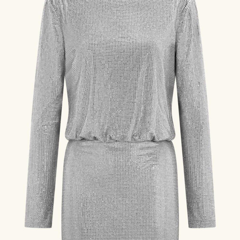 Meshki Silver Long-Sleeve Sequin Midi Dress